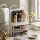 SOGA 2X 3 Tier White Countertop Makeup Cosmetic Storage Organiser Skincare Holder Jewelry Storage Box with Handle