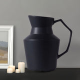 SOGA 23.5x19.5cm Ornament Black Modern Vase Pitcher with Angular Handle Sleek Minimalist for Home Decor