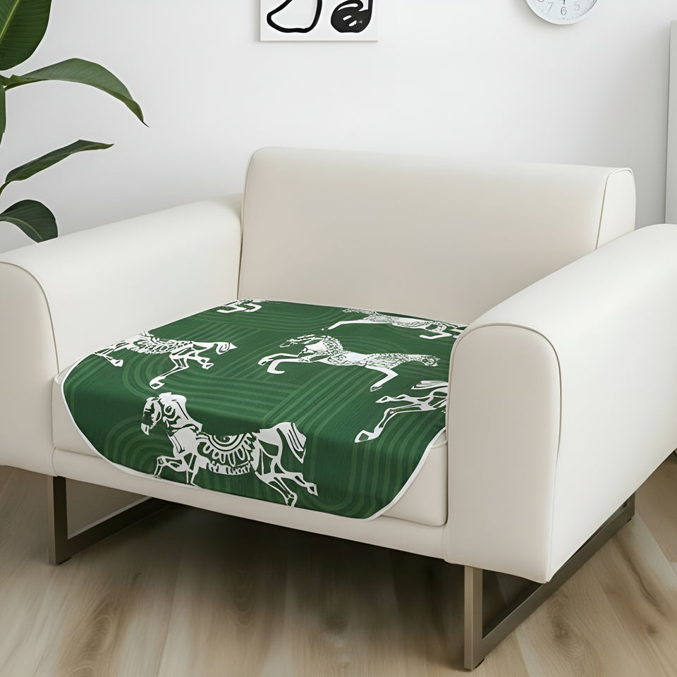 SOGA One-Seater Green Horse Print 90x90cm Throw Blanket Sofa Cover