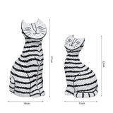 SOGA 22cm and 27cm Black & White Striped Cat Resin Sculptures for Stylish Home Decor