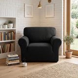 SOGA 1-Seater Black Sofa Cover Couch Protector High Stretch Lounge Slipcover Home Decor