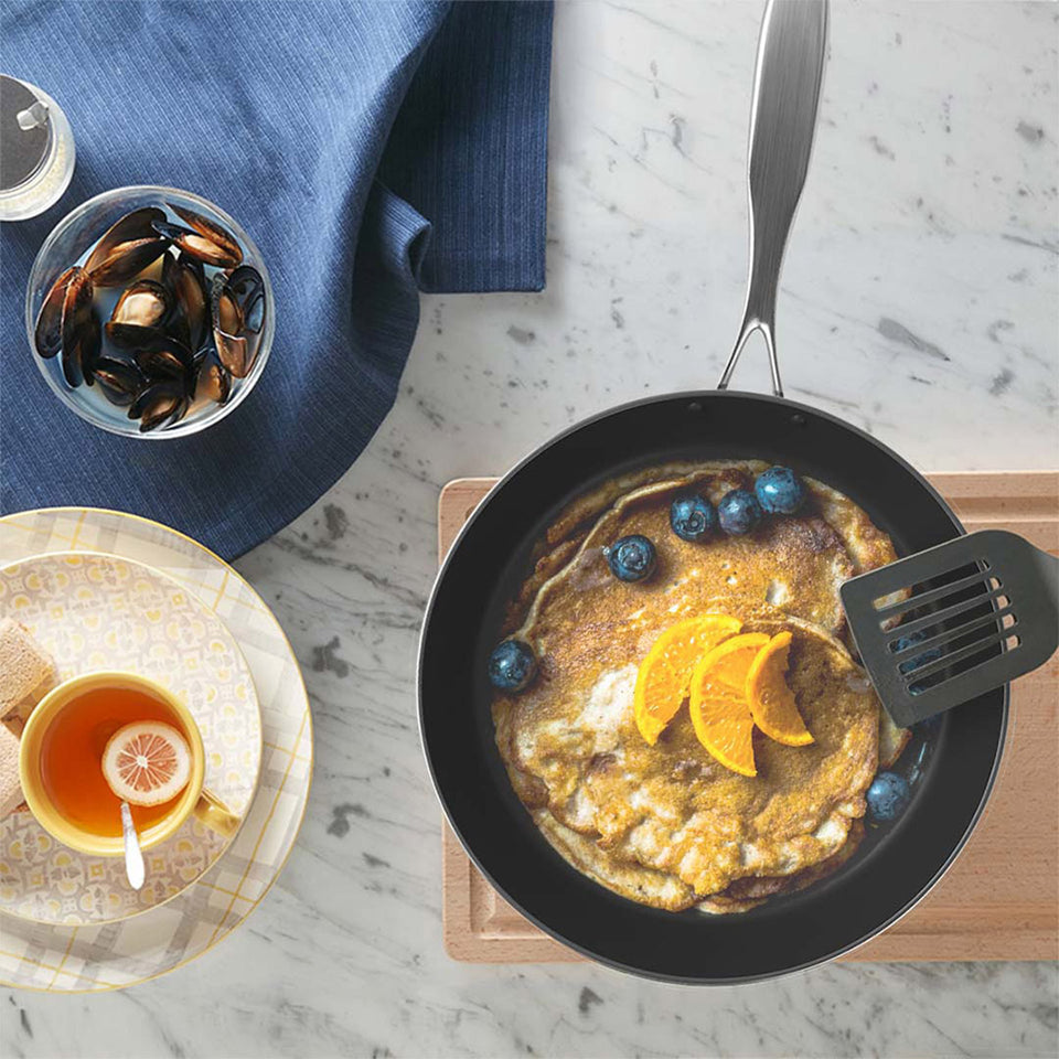 SOGA Stainless Steel Fry Pan Non Stick Interior 34cm