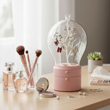 SOGA Pink 360 Degree Rotating 2 Layered Jewelry Storage Box Waterproof Dustproof Accessories Organiser