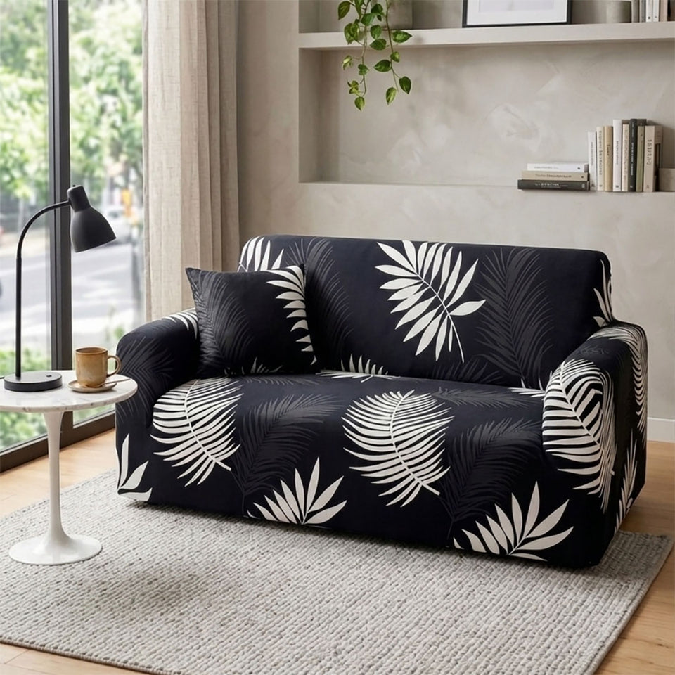 SOGA 2-Seater Leaf Design Sofa Cover Couch Protector High Stretch Lounge Slipcover Home Decor