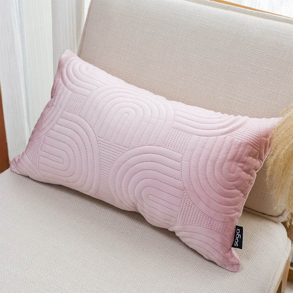 SOGA 2X 30cm Pink Textured Geometric Pattern Decorative Throw Pillow