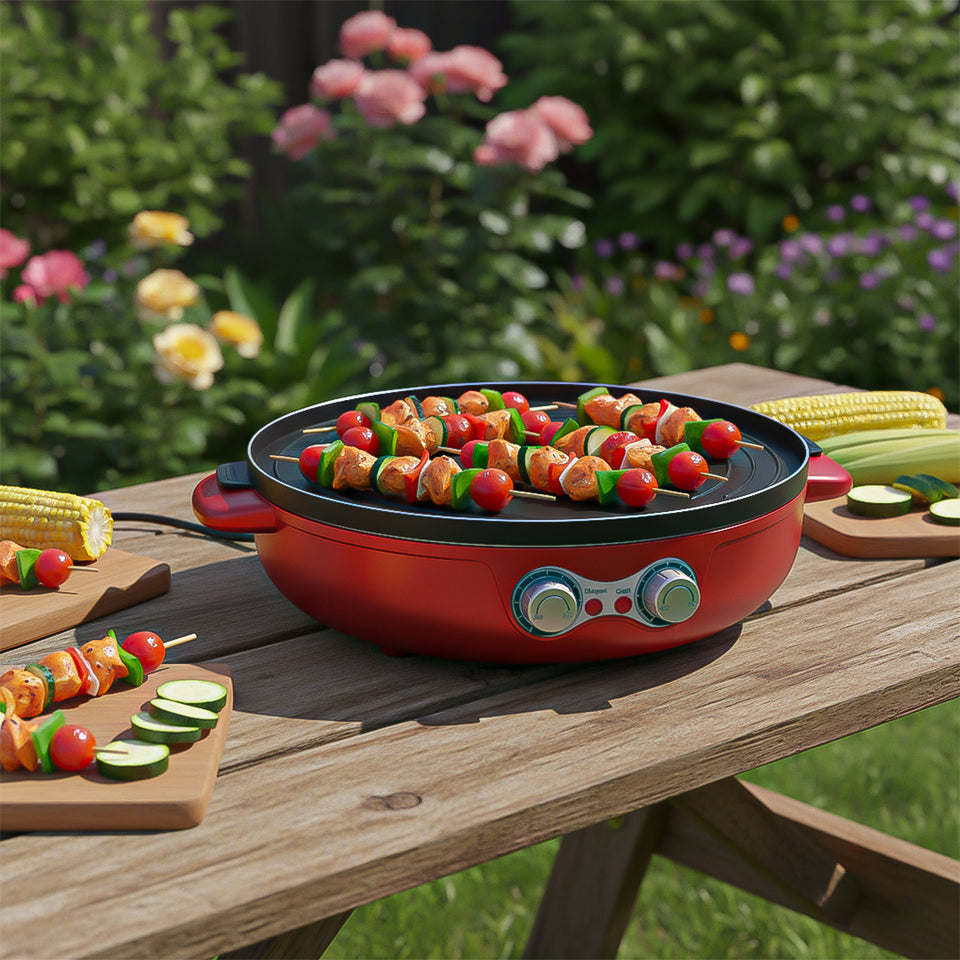 SOGA 2X 2-in-1 42CM Electric Hot Pot BBQ Grill Maifan Stone Non-Stick Coating 2100W