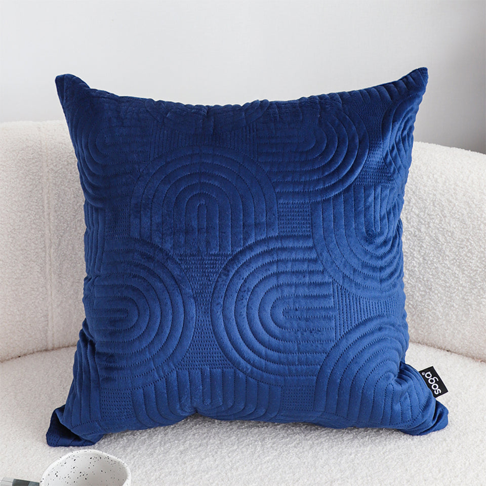 SOGA 2X 50cm Blue Textured Geometric Pattern Decorative Throw Pillow