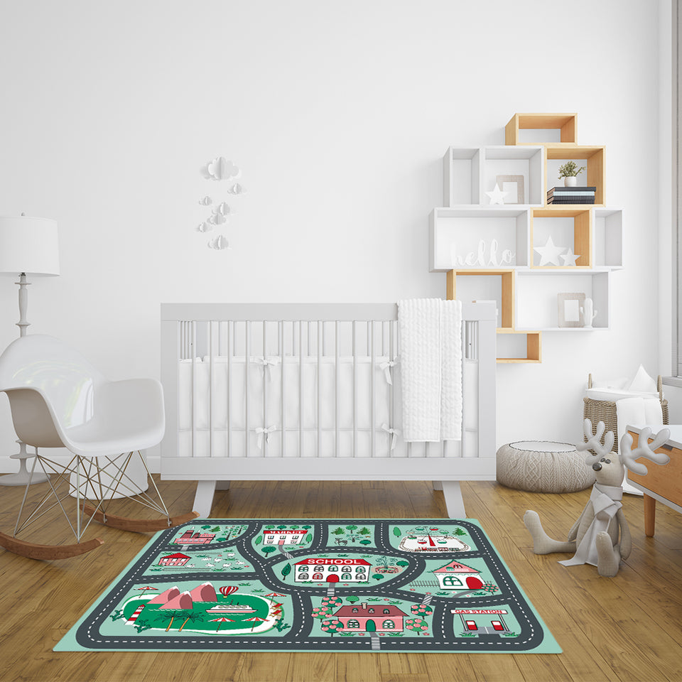 SOGA 2X 120cm Kids Rug Street Map Play Mat Educational Baby Theme Park Area Rugs
