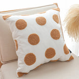 SOGA 2X Tufted Cushion 45cm White Brown Polka Dot Circle Pattern Decorative Throw Pillow