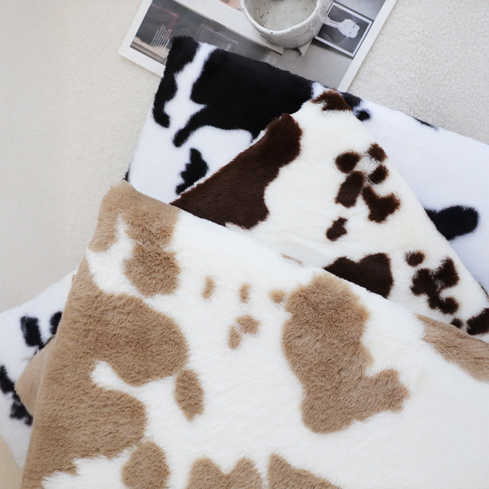 SOGA Brown Cow Print Square Cushion Soft Leaning Plush Backrest Throw Seat Pillow