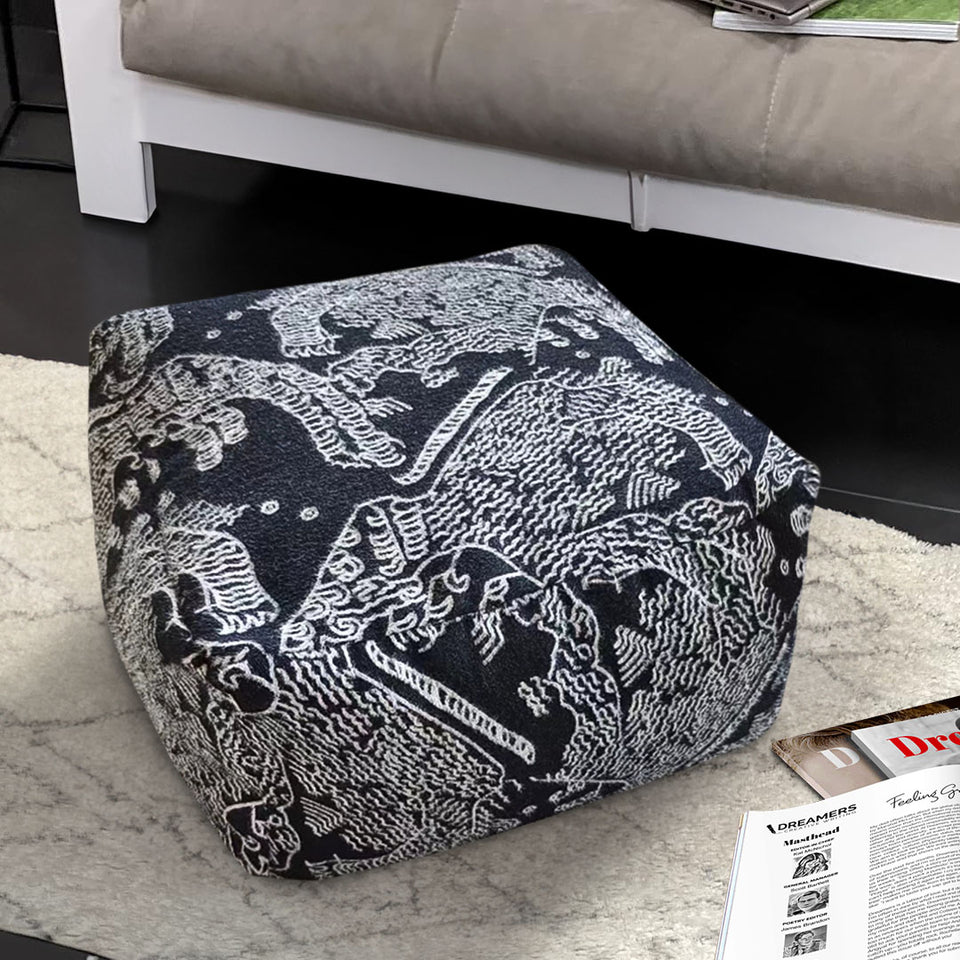 SOGA 55x30cm Black Squared Soft Pouffe Seat Cushion Elegant Home Accent Décor Stylish Footstool