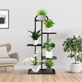 SOGA 5 Tier 6 Pots Black Metal Plant Stand Flowerpot Display Shelf Rack Indoor Home Office Decor