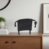 SOGA 24cm Black Cow Sculpture with Dotted Pattern in Resin for Modern Home Decor