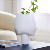 SOGA 33x43cm White Large Ornament Bodhi House Ceramic Handcrafted Modern Abstract Square Vase Home Decor