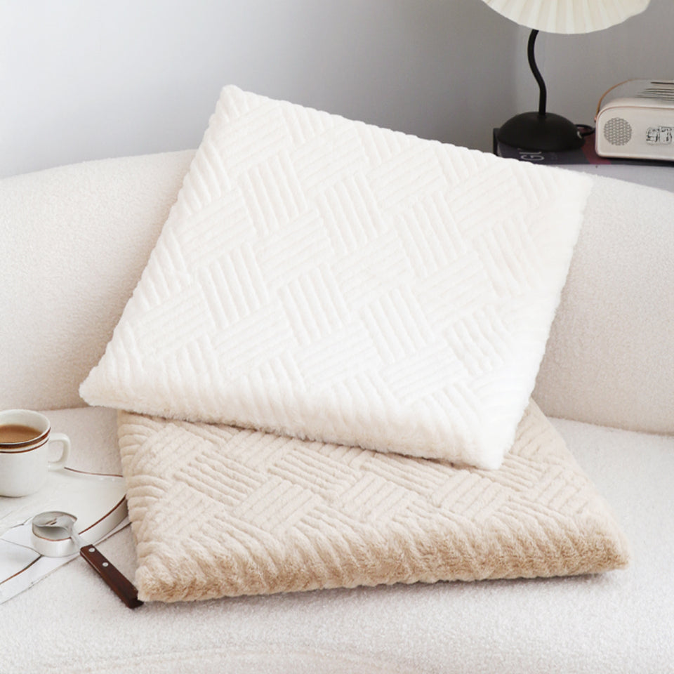 SOGA 2X  White Chevron Square Cushion Soft Leaning Plush Backrest Throw Seat Pillow