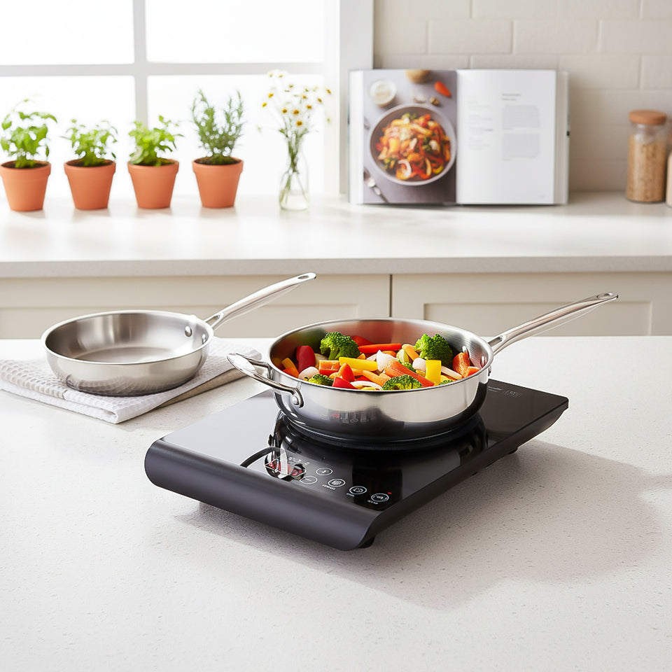 SOGA Kitchenware Bundle – 35.5cm Smart Induction Cooktop, 30cm Saucepan & 28cm Fry Pan