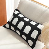 SOGA 30cm Contemporary Black White Geometric Pattern Throw Pillow