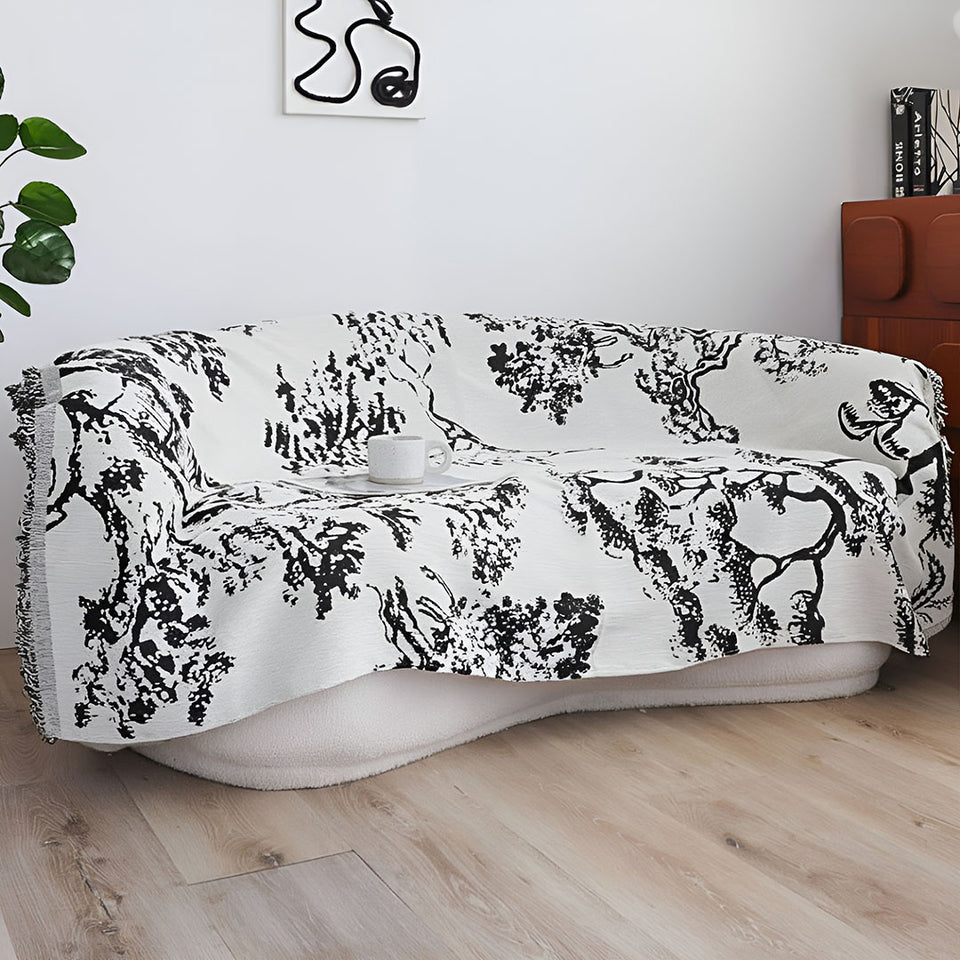SOGA One-seater White Sofa Cover Tree Print 130x180cm Polyester