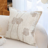 SOGA 45cm Botanical Beige Poppy Flower Print Linen Decorative Throw Pillow