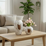 SOGA Home & Living Bundle – Gradient White Ceramic Flower Vases for Elegant Home Decor