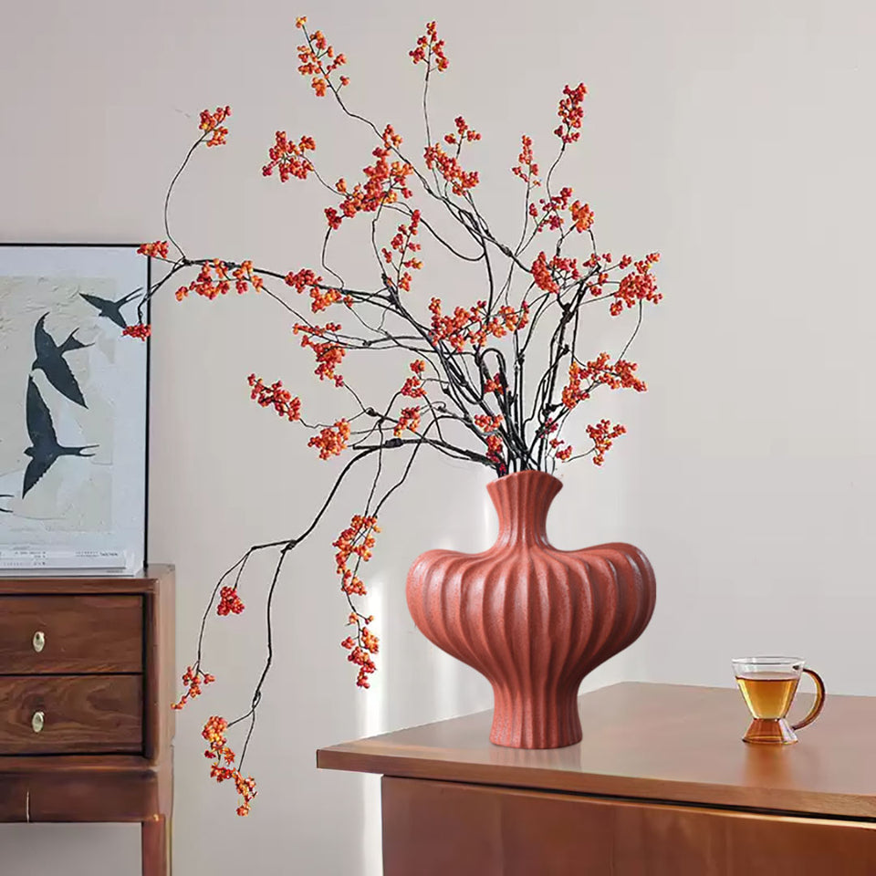 SOGA 2X 28x30cm Large Matte Red Decorative Vases – Countertop Ornament Accessories