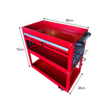 SOGA 3-Tier Red Tool Storage Cart with Drawer & Hooks