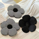 SOGA 2X Black Flower Cushion Shaped for Floor and Sitting Throw Pillow