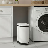 SOGA Foot Pedal Stainless Steel Rubbish Recycling Garbage Waste Trash Bin 10L U White