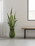 SOGA 51cm Green Glass Oval Floor Vase with Metal Flower Stand