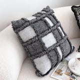 SOGA 2X 50cm Bohemian Gray Fringe Checkerboard Textured Throw Pillow