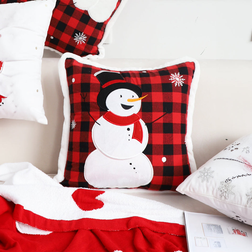 SOGA 45cm Red Christmas Snowman Throw Pillow