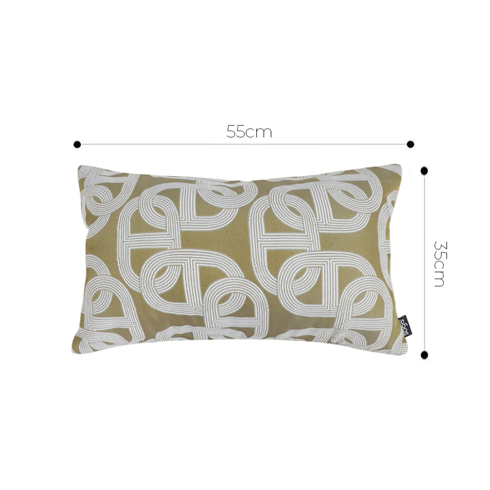 SOGA 2X 35cm Artistic Olive Green White Geometric Pattern Throw Pillow