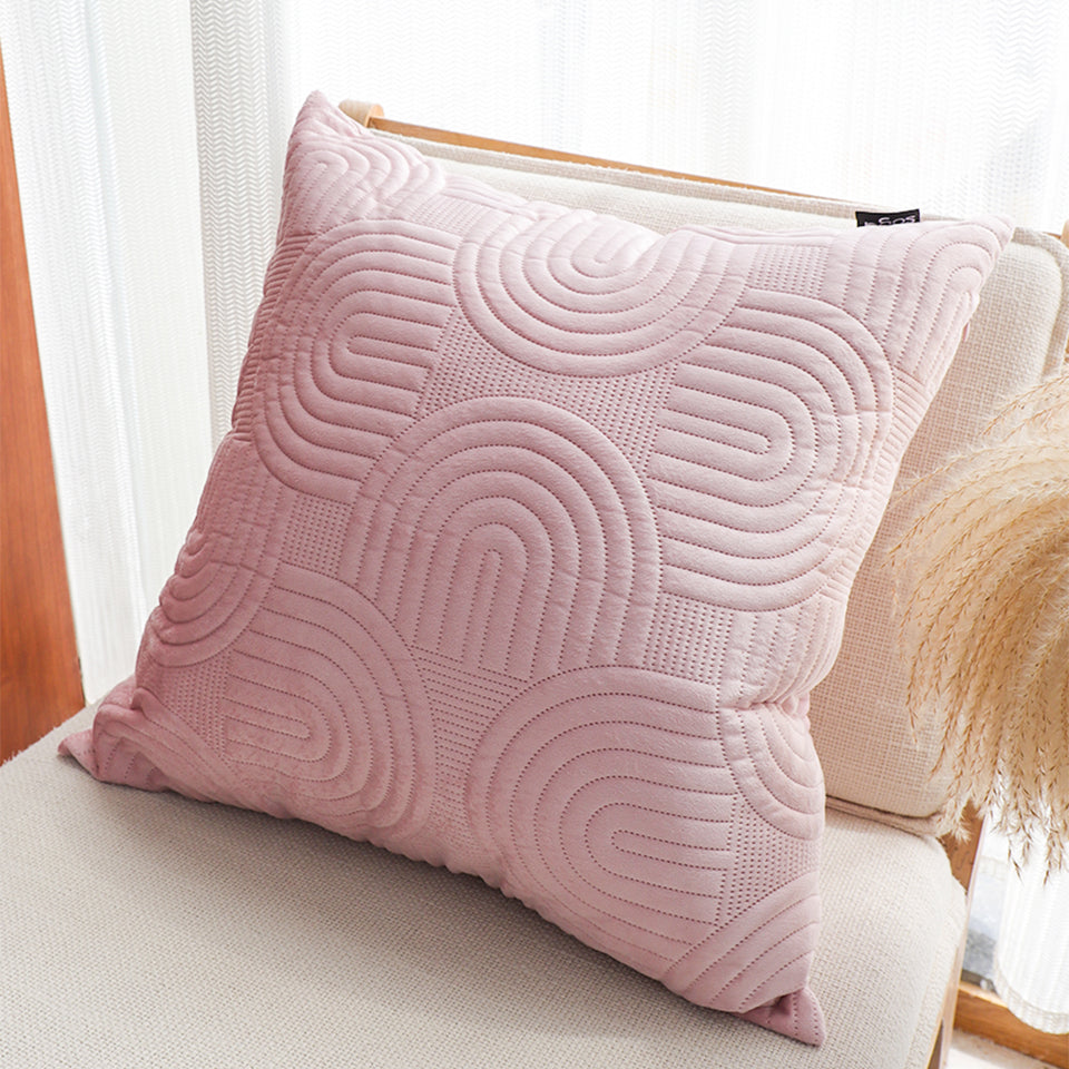 SOGA 2X 50cm Pink Textured Geometric Pattern Decorative Throw Pillow