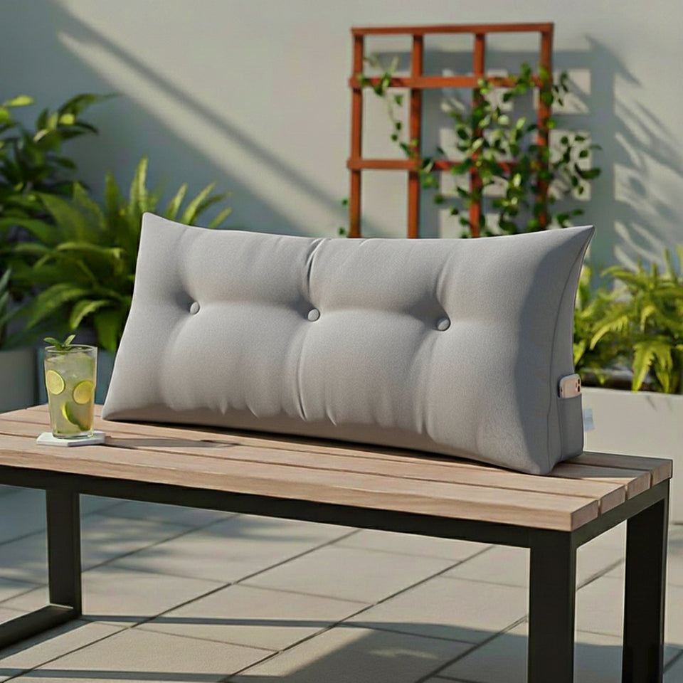 SOGA 4X 100cm Silver Triangular Wedge Bed Pillow Headboard Backrest Bedside Tatami Cushion Home Decor