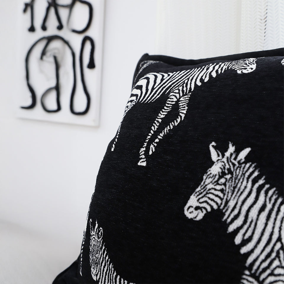 SOGA 50cm Throw Pillow  Black Light Luxury Zebra Square Pillow for Home Decor