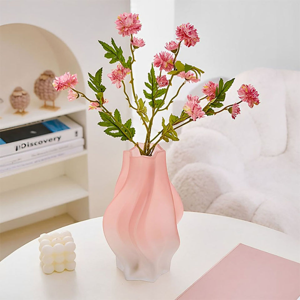 SOGA 24cm Pink Glass Vase Art Blown Hand Flower Tall Vintage Art Vases