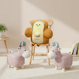 SOGA Home & Living Bundle – 2 Pink Deer Children’s Ottoman & Smiley Toast Plush Cushion