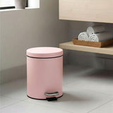 SOGA 4X Foot Pedal Stainless Steel Rubbish Recycling Garbage Waste Trash Bin Round 7L Pink