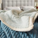 SOGA Blue Throw Blanket Warm Cozy Double Sided Thick Flannel Coverlet Fleece Bed Sofa Comforter