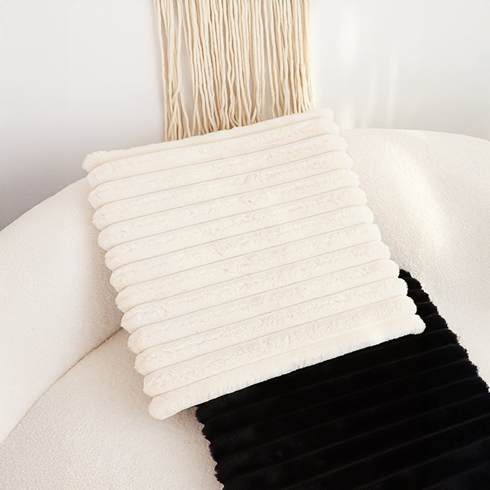 SOGA Cream Corduroy Square Cushion Soft Leaning Plush Backrest Throw Seat Pillow