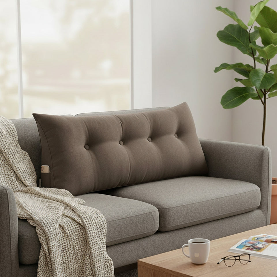 SOGA 2X 120cm Coffee Triangular Wedge Bed Pillow Headboard Backrest Bedside Tatami Cushion Home Decor