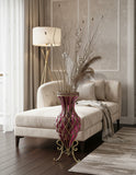 SOGA 67cm Purple Glass Tall Floor Vase with Metal Flower Stand