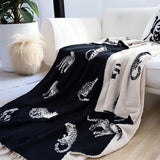 SOGA Black Cream Animal Print Throw Blanket 130x180cm Polyester
