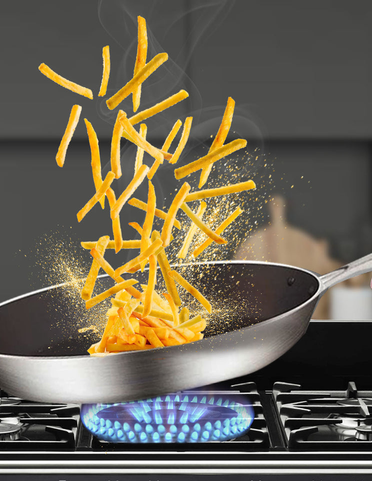 SOGA Stainless Steel Non-Stick Induction Fry Pan Set 22cm & 34cm