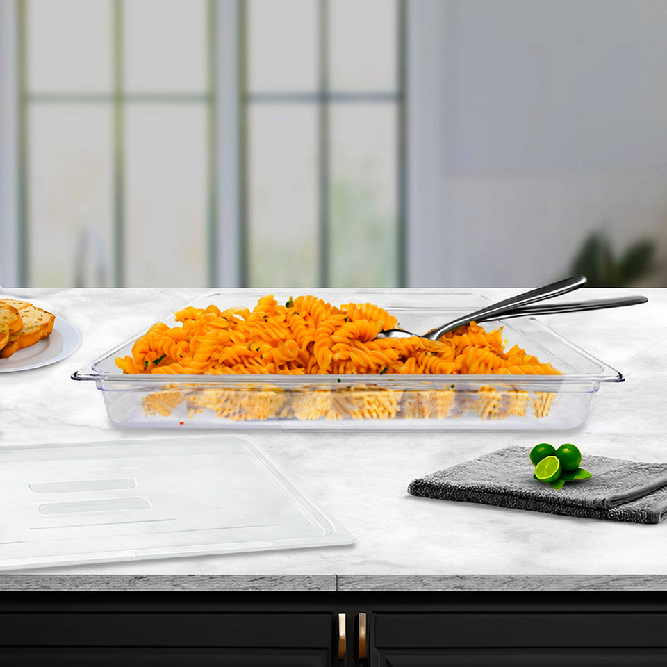 SOGA 4-Pack 65mm Clear Gastronorm 1/2 GN Pans with Lids