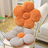 SOGA 2X Orange Flower Cushion Shaped for Floor and Sitting Throw Pillow