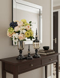 SOGA 2 x Clear Glass Flower Vase with Lid and White Flower Filler Vase Black Set