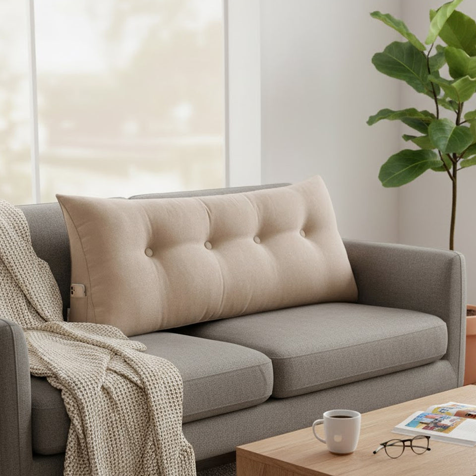 SOGA 4X 120cm Beige Triangular Wedge Bed Pillow Headboard Backrest Bedside Tatami Cushion Home Decor