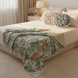 SOGA Home & Living Bundle – Soft Polyester-Cotton Pillows & Tropical Leaf Throw Blanket