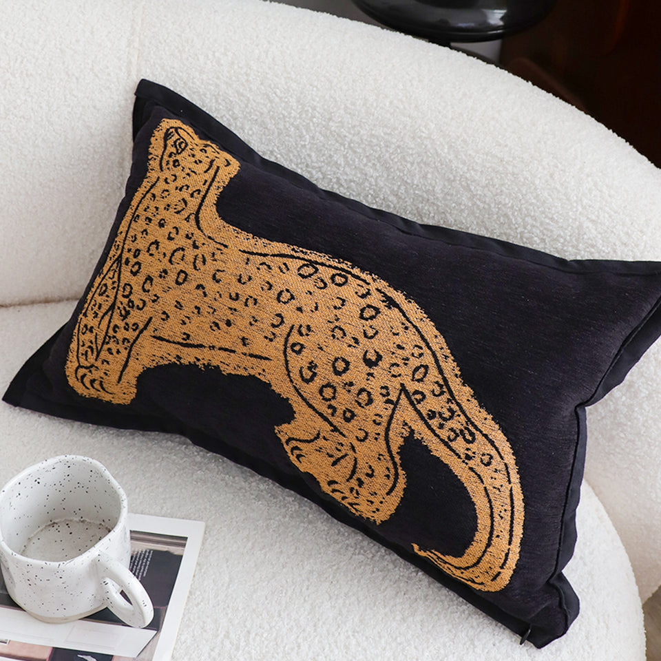 SOGA 2X 30cm Modern Charcoal Gray Leopard Pattern Throw Pillow
